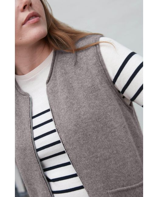Paul James Knitwear Gray Neutrals Lambswool Larkspur Knitted Gilet