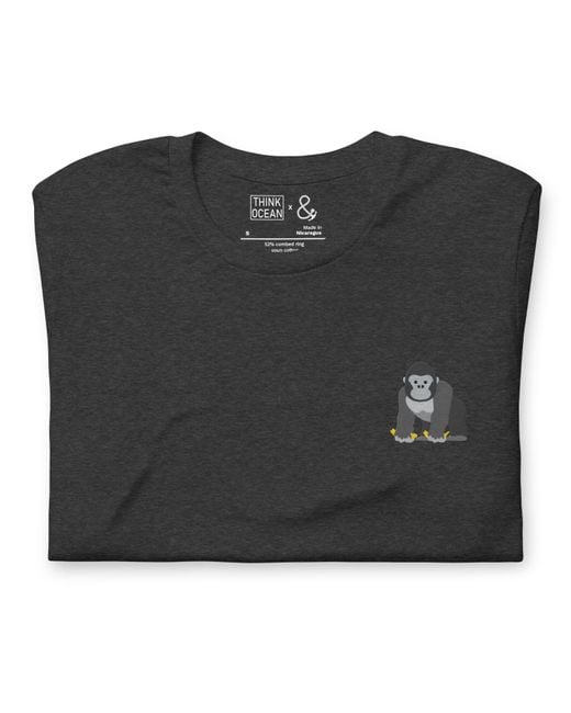 Anchor and Crew Black Heather Think Ocean Gorilla Aspirations Cotton Embroidered T-Shirt