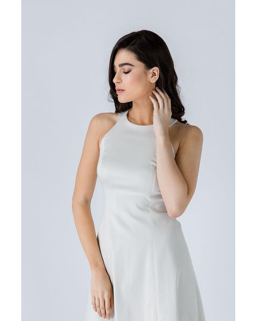Conquista White A Line Sleeveless Sand Dress