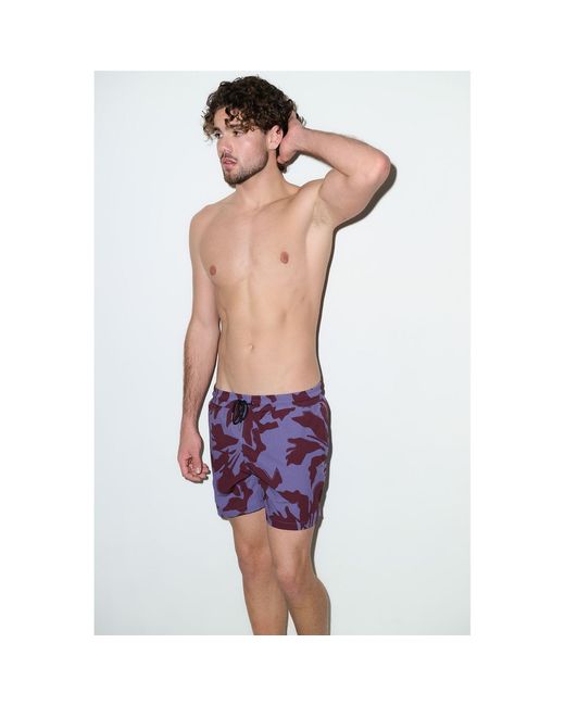 Playaluxe Purple Tulum Volley Swim Trunk Burgundy Lilac for men