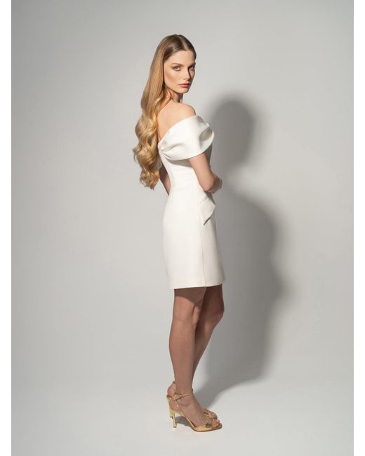 Tia Dorraine White Steel Confidence Off-Shoulder Mini Dress Pearl