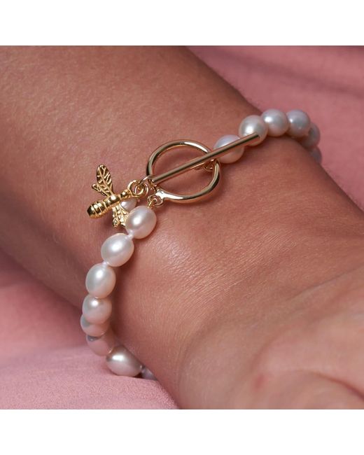 Pearls of the Orient Online Metallic Vita Cultured Freshwater Pearl Bracelet With Bumble Bee