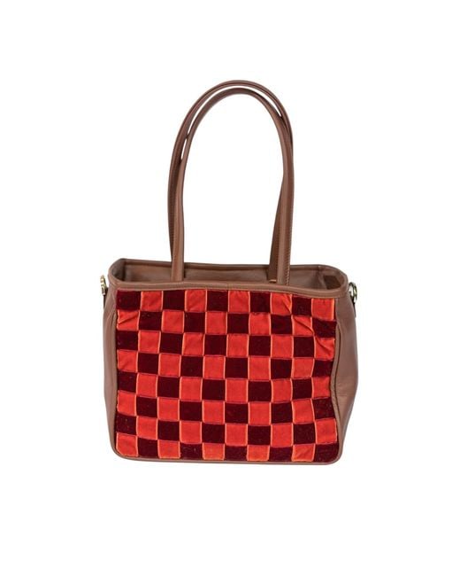 Velvet Atelier Red Cris Terracotta Shoulder Bag