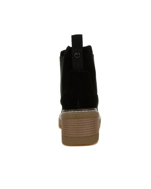 Rag & Co Black Vostok Suede Chunky Chelsea Boots