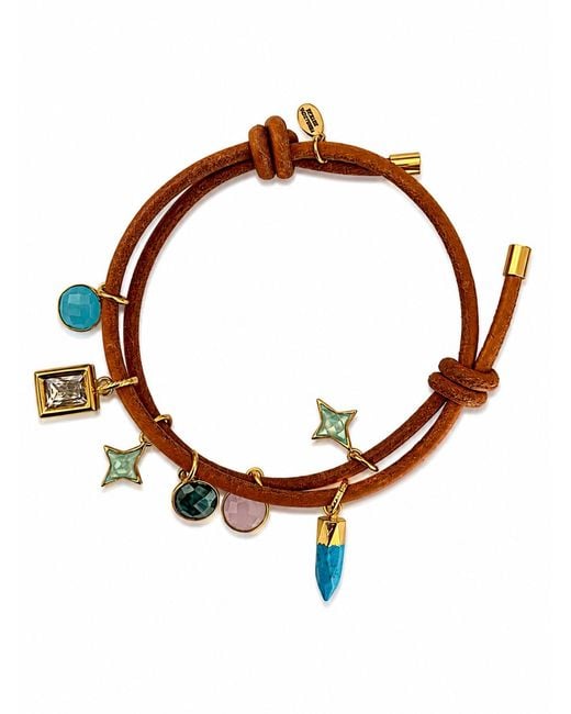Persia Dona Jewelry White Leather Mixed Charm Bracelet