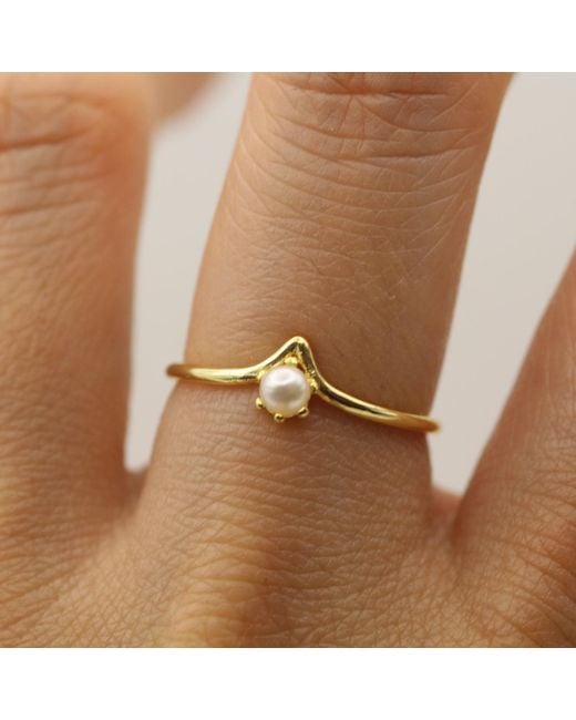 VicStoneNYC Fine Jewelry Yellow Akoya Pearl Unique Curve Ring