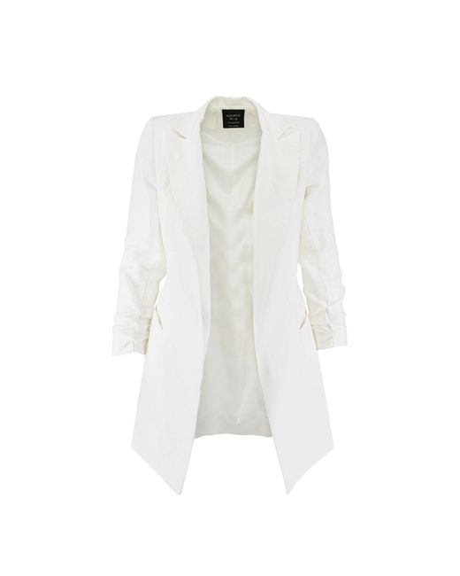 AVENUE No.29 White Linen Blazer Dress With Bow
