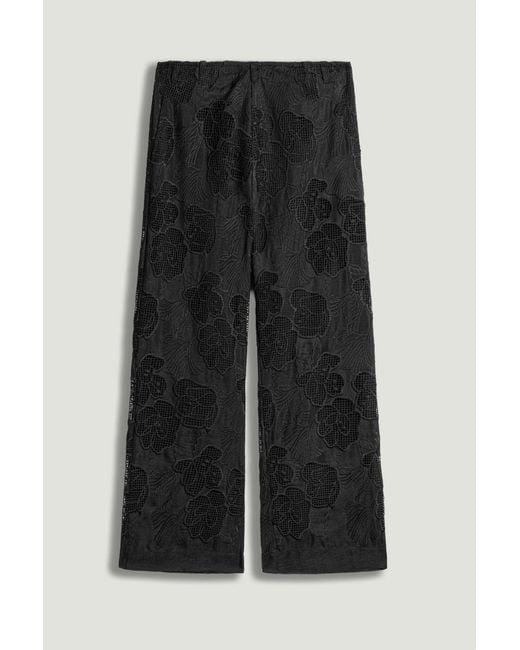 Nocturne Black Printed Relaxed Straight-Leg Pants
