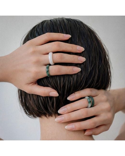 seree Koi Mottled Green, Grey, Grey, Grey, Grey, Grey Jade Ring
