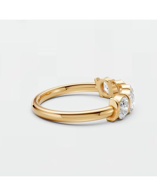 Aya Fine Jewelry Metallic 0.85 Cwt Oval Lab Diamond Five Stone Wedding Band