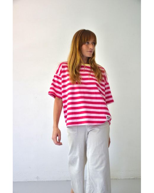 Mind Traveler Pink Nunu And Fuchsia Striped T-Shirt