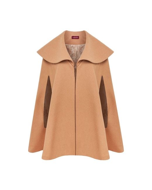 Mandragora Brown Wool Cape Sorte Caramel