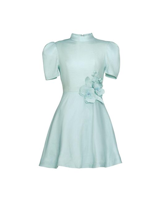 Justin Tong Blue Noa Linen Mini Dress
