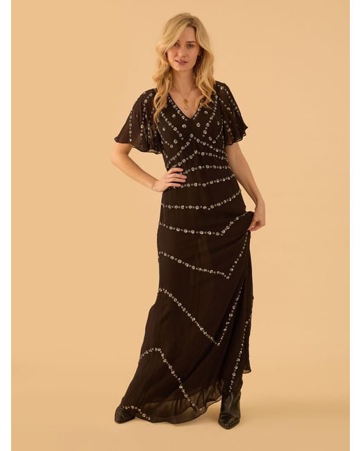 Rose & Nancy Black Rose Sequin Maxi Dress