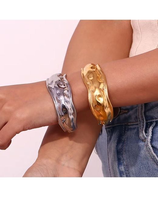 Olivia Le Metallic Jordana Hammered Wide Open Cuff Bracelet
