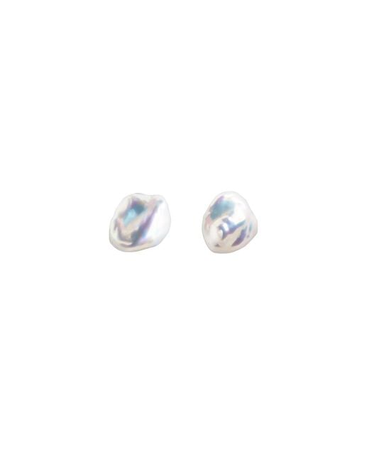 Ora Pearls White Mermaid Keshi Pearl Stud Earrings