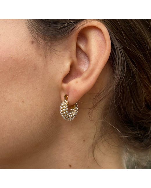Nazzar Metallic Pearl Mini Hoops