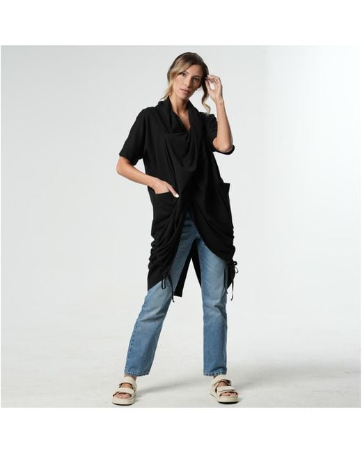 Metamorph Black Extravagant Draped Tunic