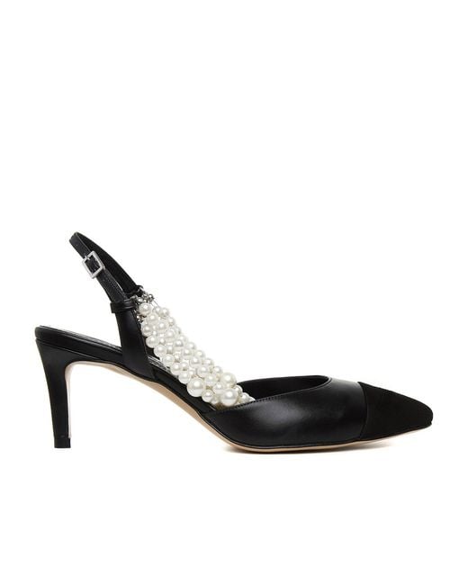 Ginissima Black Alice Pearl Natural Leather Shoes Low Heel
