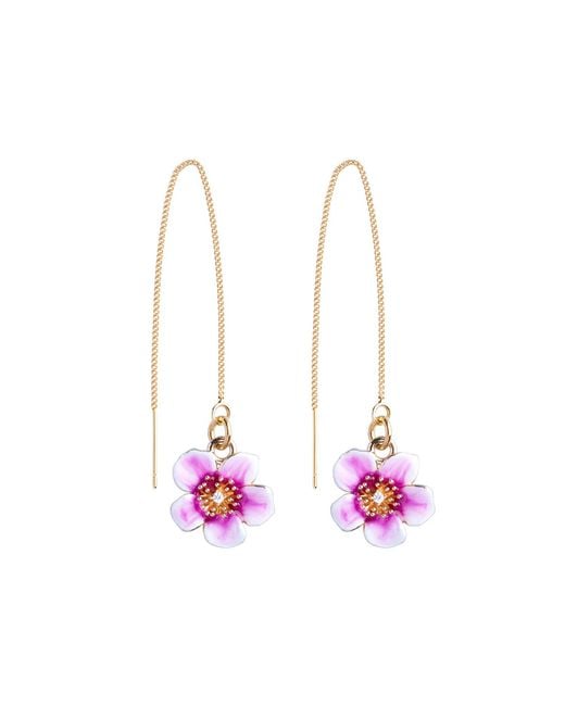 My Little Nature Pink Plumeria Flower Threads Earrings