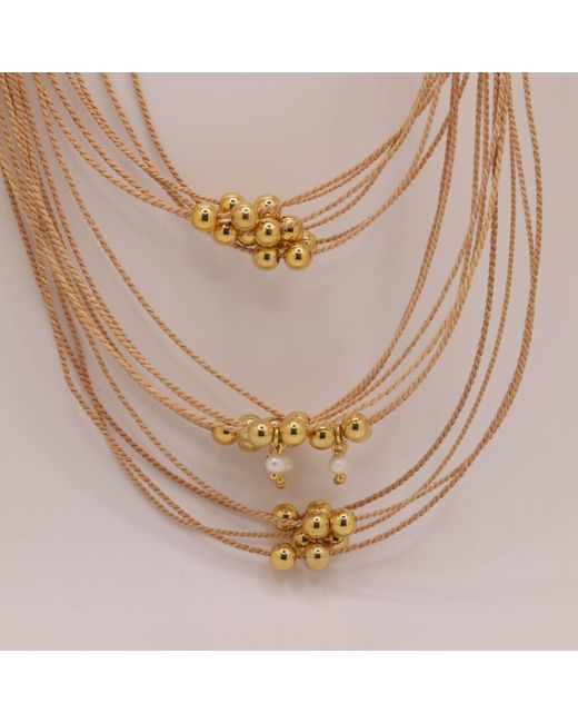 Nart Nature Making Art Metallic The Balls Layers Buriti Natural Fiber Necklace