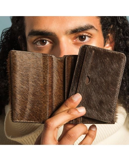 godi. Brown Handmade Cow Hair-On-Hide Bifold Wallet – Minimal Leather Wallet for men