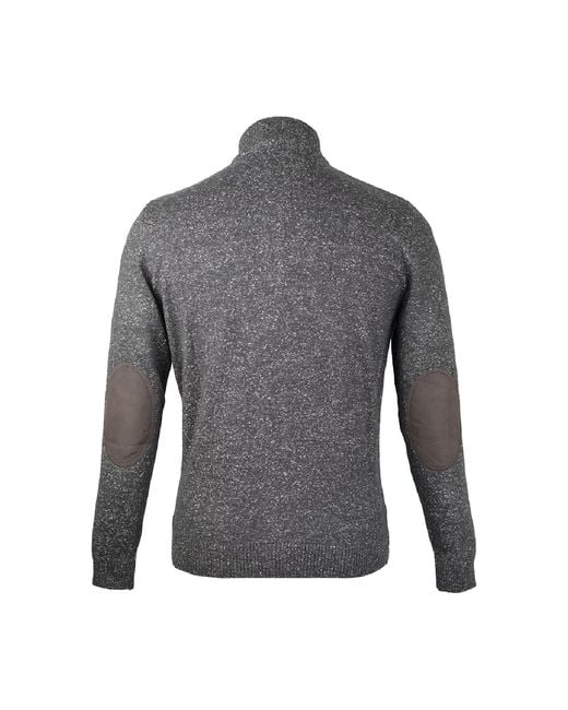 DAVID WEJ Gray Jayden Button Neck Elbow Patch Jumper for men