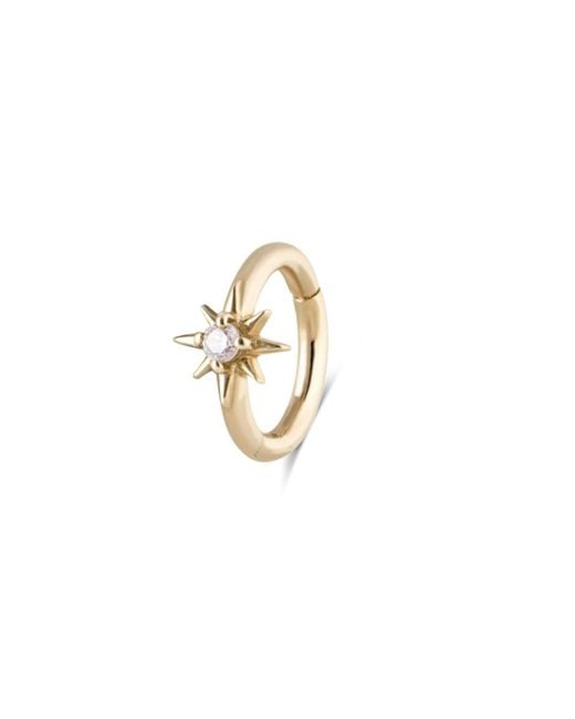 Zohreh Metallic Diamond North Star Seamless Huggie Hoop Earring 9K