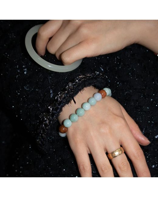 seree Metallic Pea Beaded Jade Bracelet
