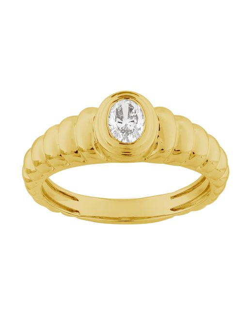 Artisan Metallic Oval Diamond Ribbed Band Ring