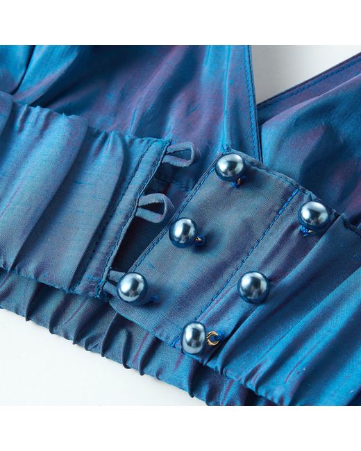Soft Strokes Silk Blue Mulberry Silk Dupioni Cropped Camisole Top