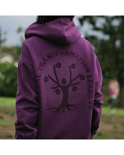 Miracles Manifester Purple Positive Affirmation Hoodie With Rhinestone Design