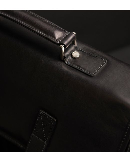 Time Resistance Black Leather Satchel Bag for men