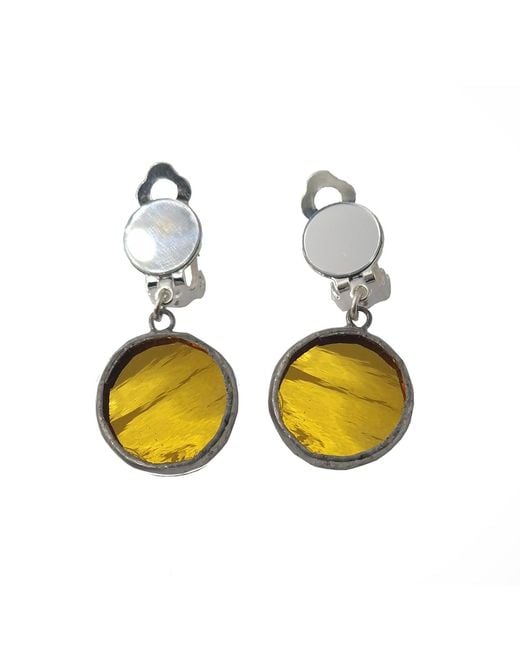 Laura Daili Metallic Golden Reflection Clip-On Earrings