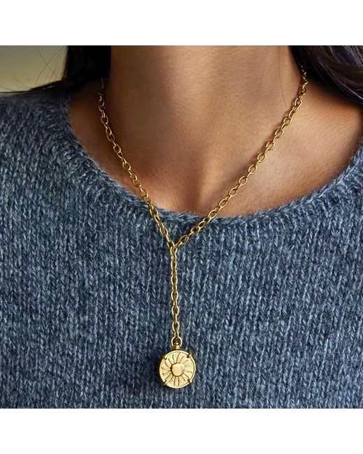 Olivia Le Metallic Reversible Two Tone Coin Lariat Necklace
