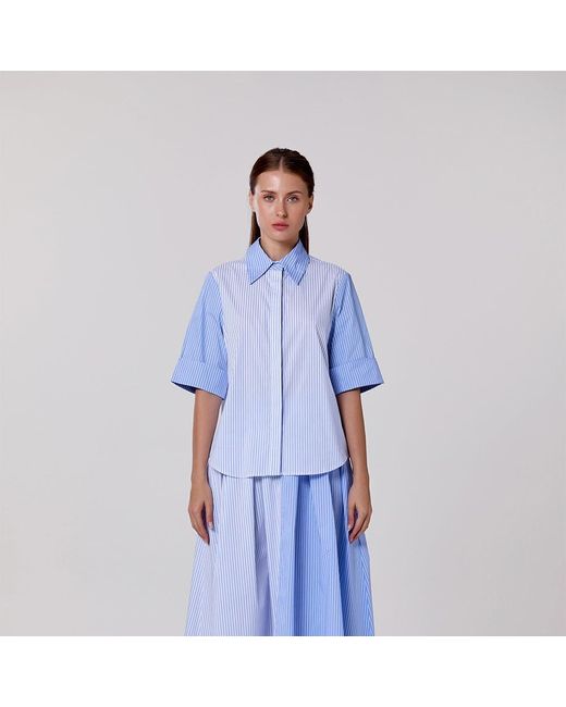 Smart and Joy Blue Two-Tone Cotton Shirt