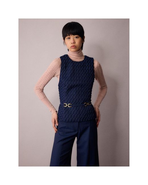 Amanda Thompson Couture Blue Marlo Pleated Waistcoat & Pinstripe Italian Wool