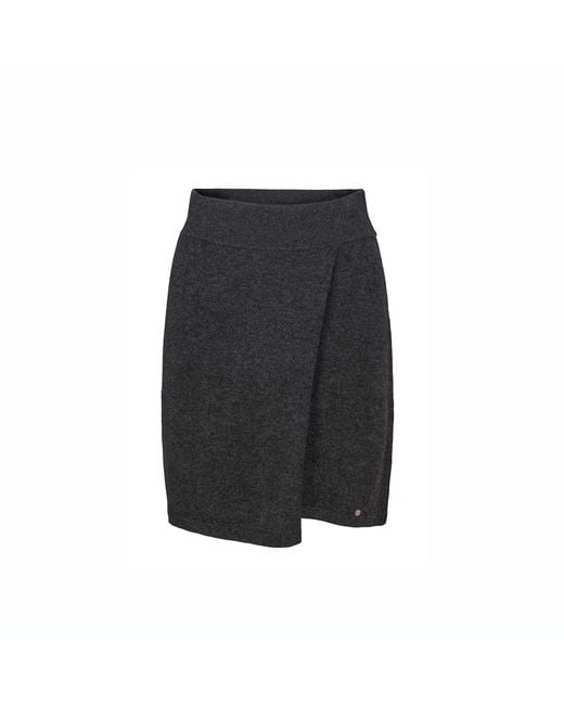 tirillm Gray Anette Merino Wool Skirt With Wrap Front, Charcoal Melange