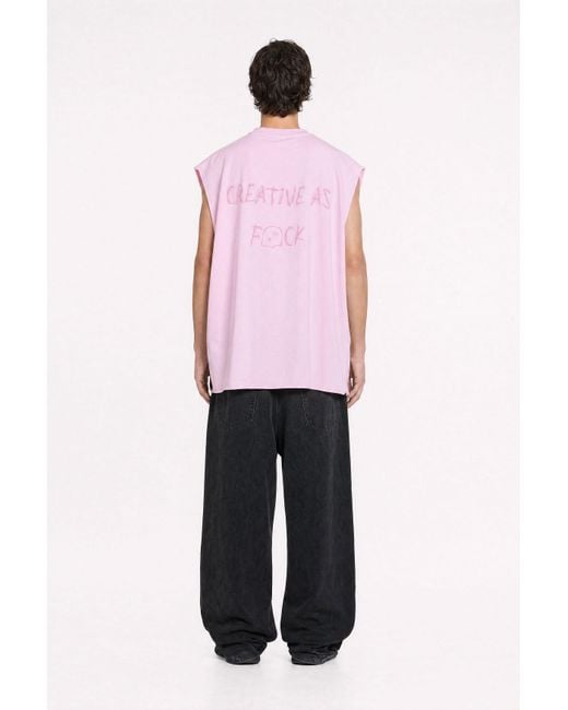 mysimplicated Pink Oversized Sleeveless Tee for men