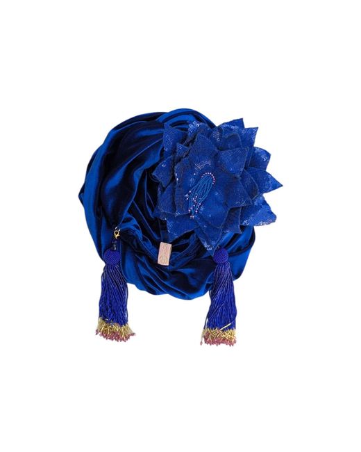 Julia Clancey Blue Cha Cha Cha Boom Electric Luxe Velour Turban