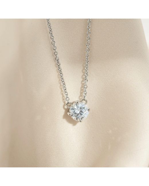 Diamonbliss Metallic Embellished With Swarovski Plated Round Cut Solitaire Pendant Necklace, One Carat