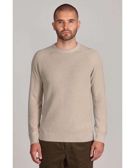 Paul James Knitwear Gray Neutrals Cotton Lightweight Fisherman Dylan Rib Jumper for men