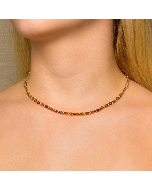 Nellou Jewellery Metallic Carnelian Gem Shine Necklace Plated Sterling