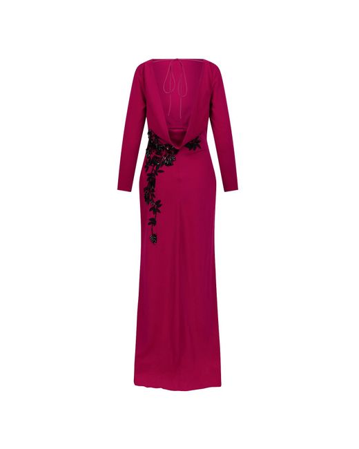 Hope & Ivy Purple The Eli Cowl Back Maxi Dress With Contrast Beading And Embellishment
