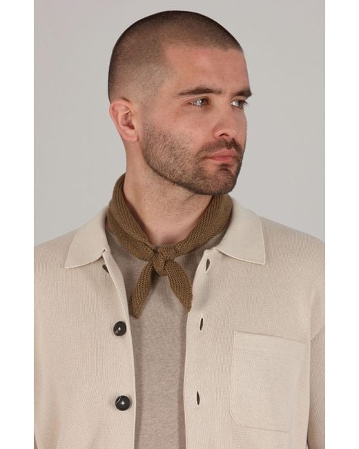 Paul James Knitwear Brown Cotton Garter Knit Fynn Mini Neckerchief