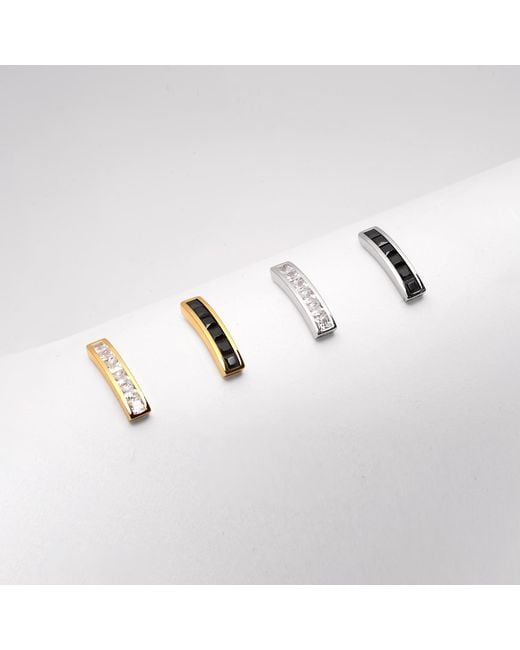 Meulien Metallic Arc Pave Cz Mismatched Earrings