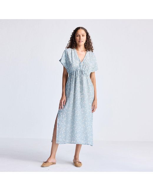 REISTOR Blue Gathered Maxi Dress