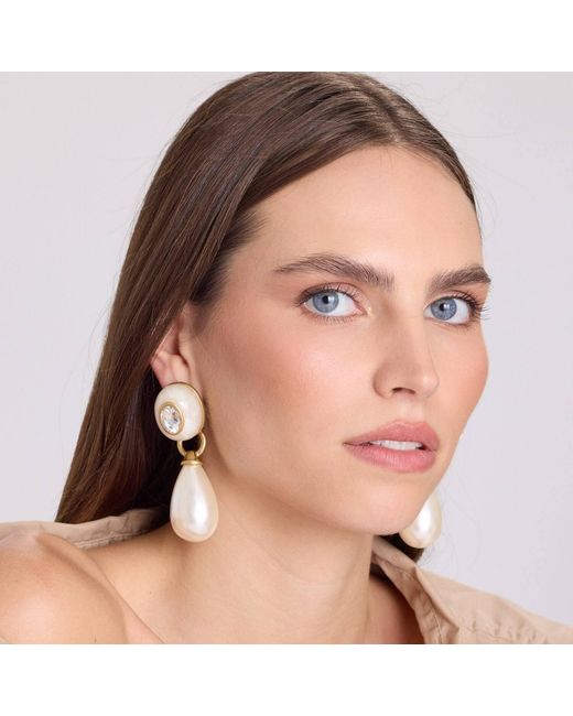 Michael Nash Jewelry Metallic Charlotte Mother Of Pearl With Pearl Resin Pierced Removable Drop