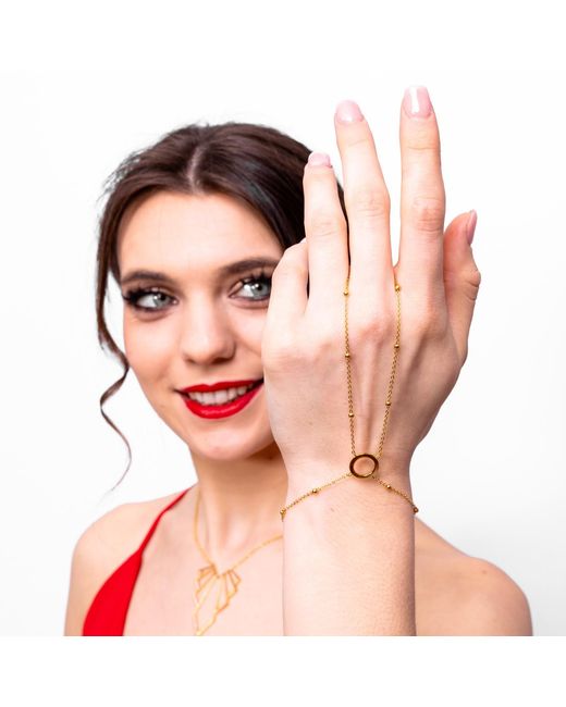 Lucy Quartermaine Metallic Art Deco Halo Hand Chain