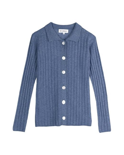 Bel Cashmere Blue Charlotte Cashmere Cardigan
